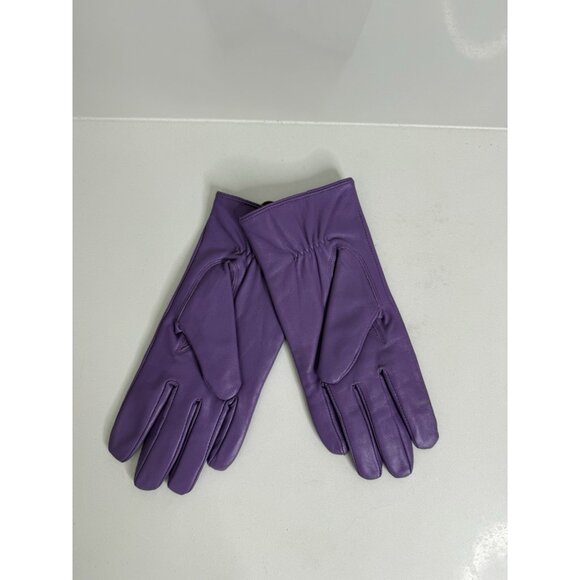 NWOT Womens Purple Leather Gloves Size E/M Lined Warm Winter Gift - Picture 1 of 4